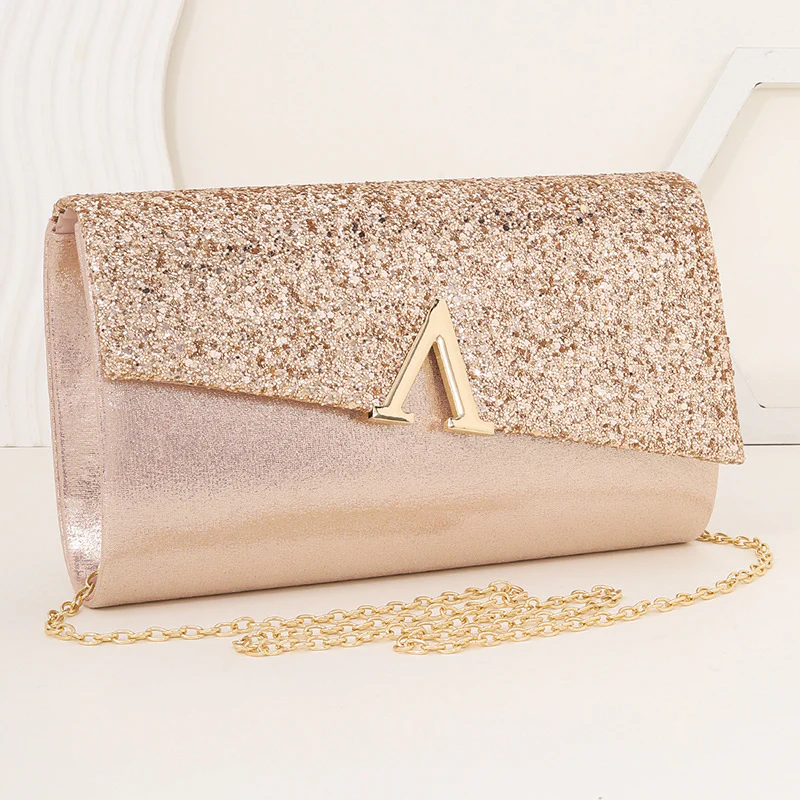 Minimalist Sparkly Asymmetrical Clutch Crossbody Bag - Image 5