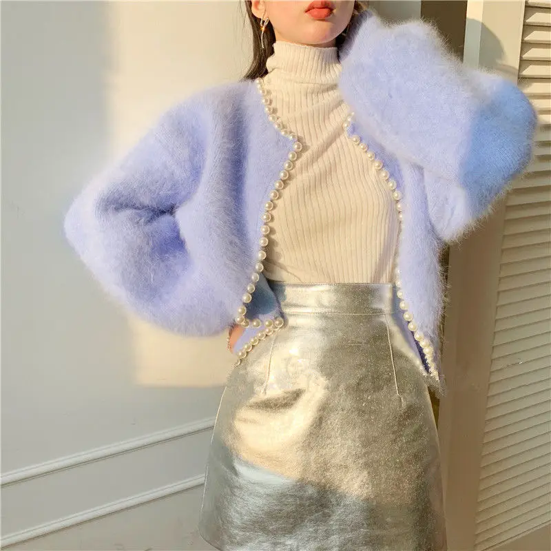 Mink Fleece Lantern Sleeve Cardigan - Image 11