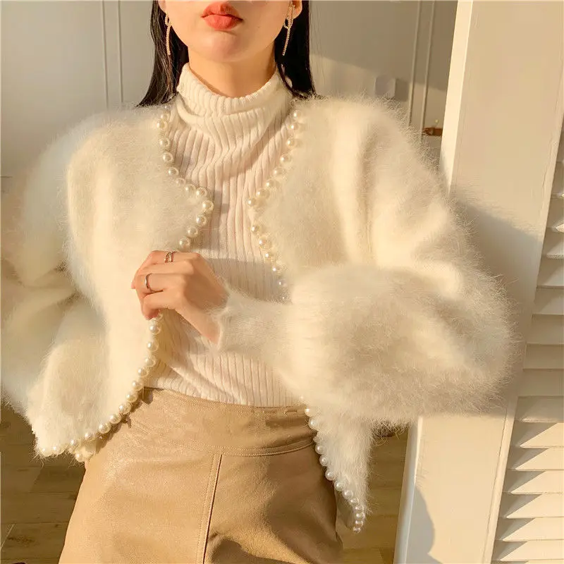 Mink Fleece Lantern Sleeve Cardigan - Image 9