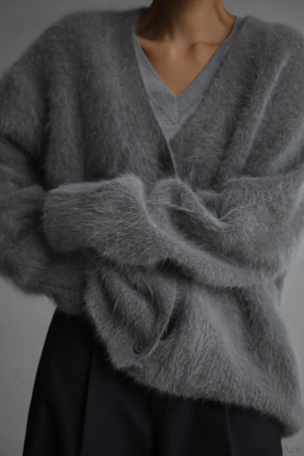 Mink V Neck Faux Fur Cardigan - Image 9