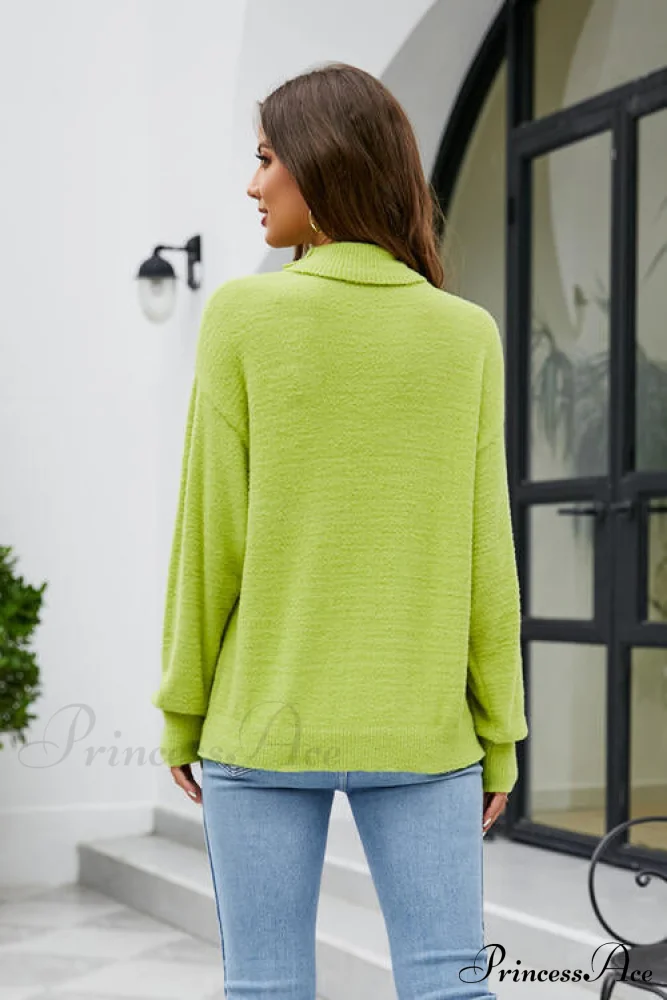 Mock with Dropped and Neck Sweater Arm Long Shoulder - Image 2