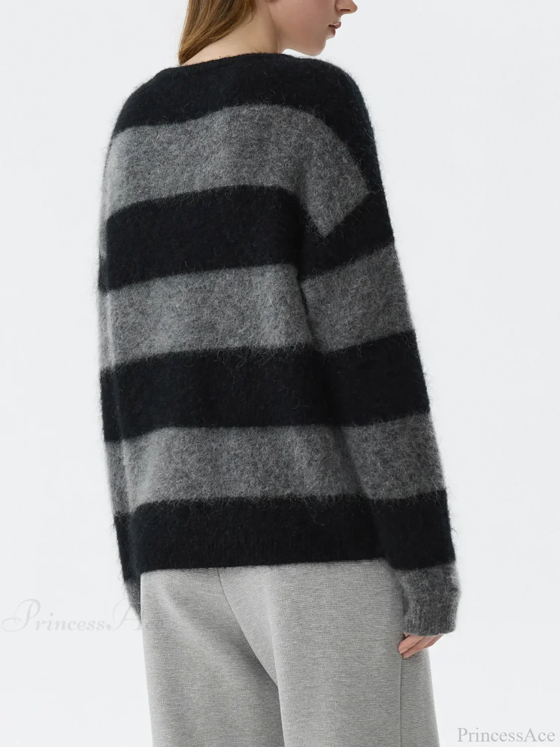 Mohair Retro Striped Loose Sweater - Image 3