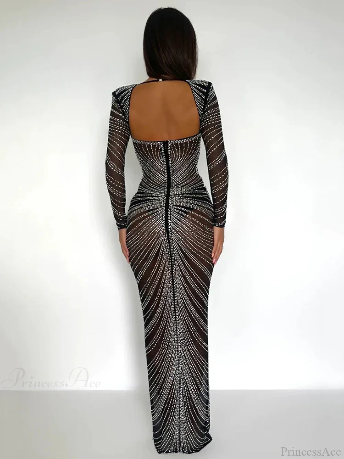 Mozision Glitter Mesh See Through Party Maxi Dress For Women Party Dress - Image 5