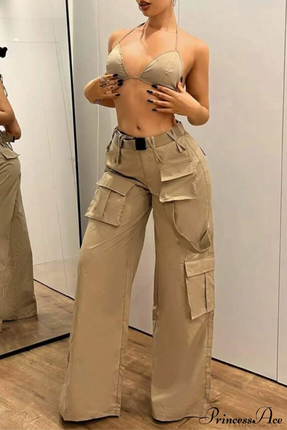 Multi-Pocket Mid-Rise Straight-Leg Cargo Pants - Image 2