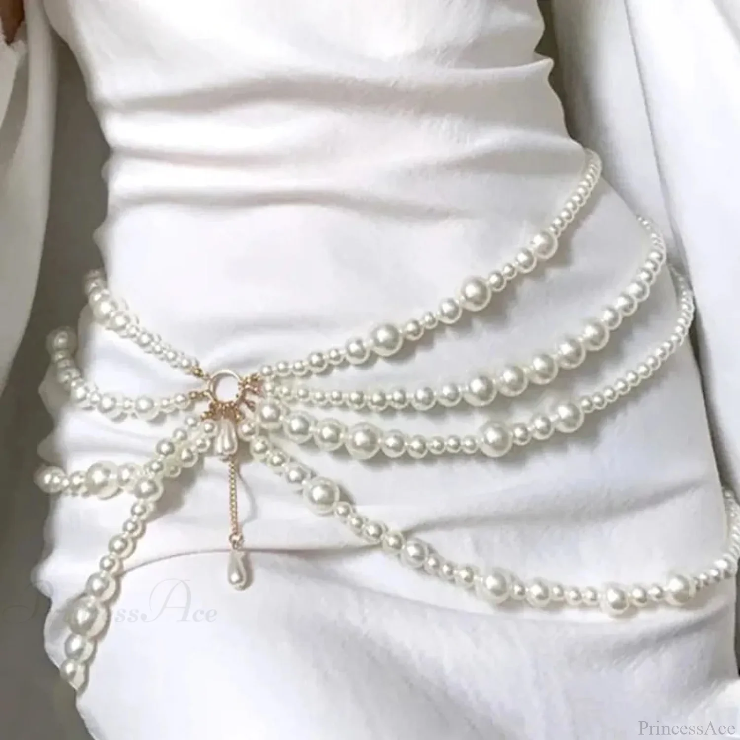 Multilayer Gothic Pearl Waist Chain Belt