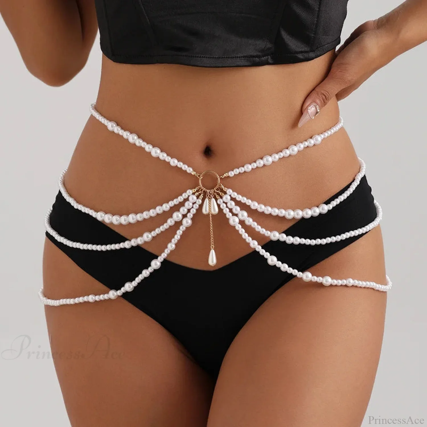 Multilayer Gothic Pearl Waist Chain Belt - Image 2