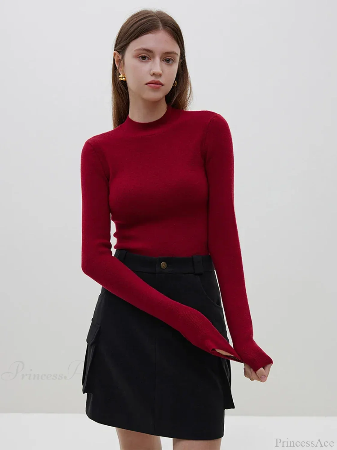 Multiple Colors Half Turtleneck Slim Knitted Sweater - Image 7