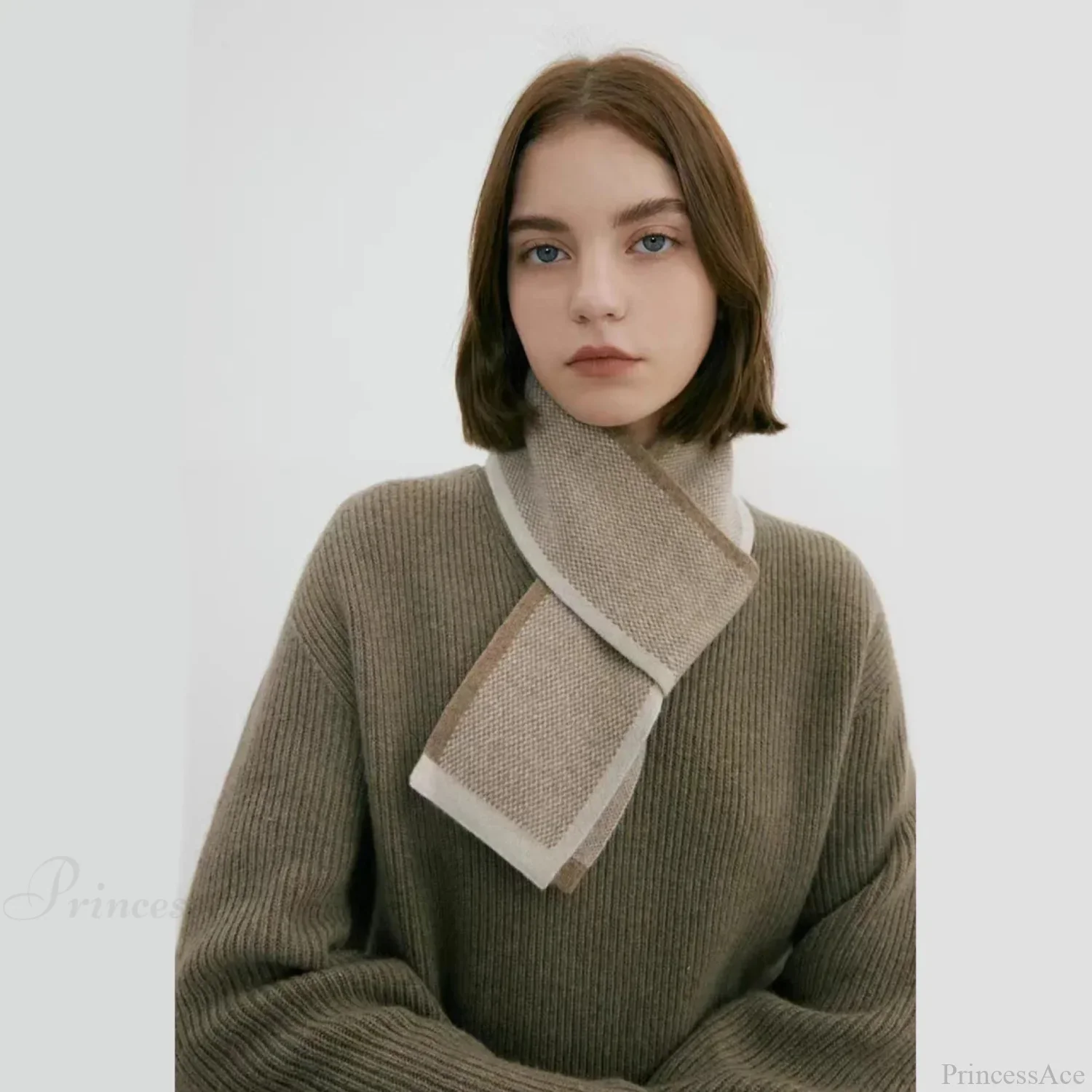 Neckerchief Women Retro Style Block Color Warm Scarf - Image 4