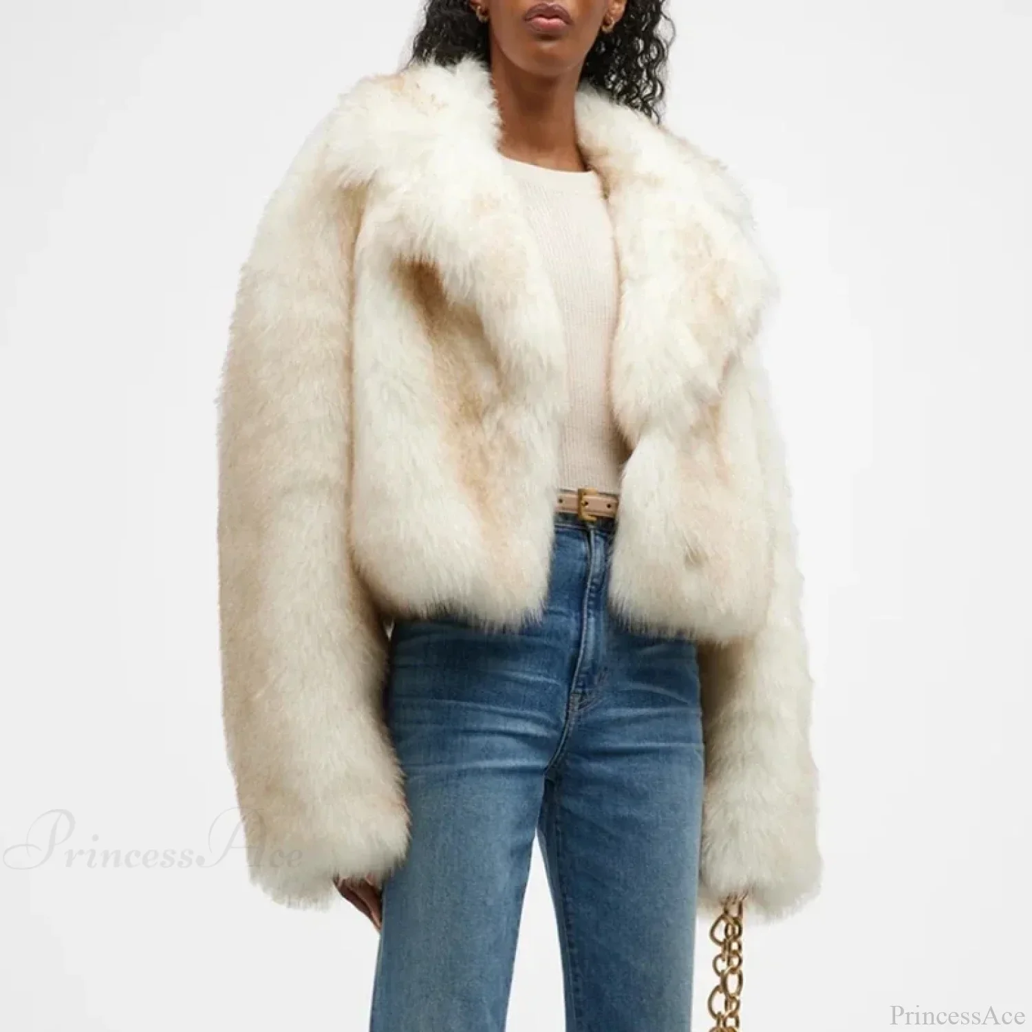 Neo Mint Gradient Cropped Fluffy Coat - Image 3