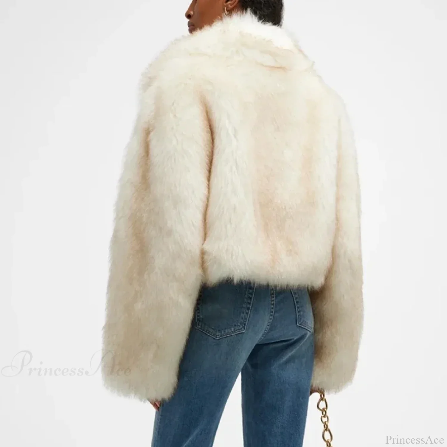 Neo Mint Gradient Cropped Fluffy Coat - Image 4