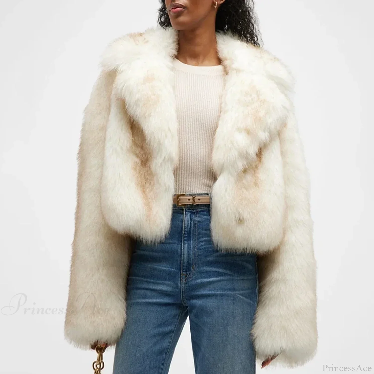 Neo Mint Gradient Cropped Fluffy Coat - Image 5