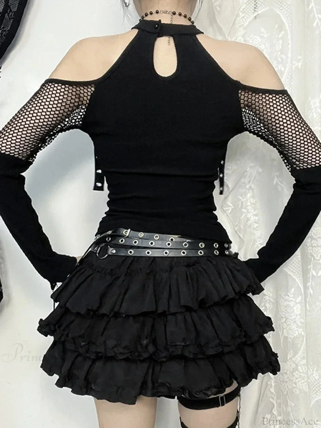 Net Empty Sleeve Knit Top - Image 4