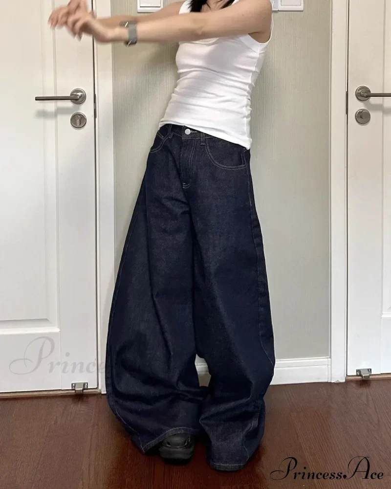 New American Women Black High Street Vibe Wide-Leg Autumn Winter Men And Women Washed Loose Straight Pants Jeans - Image 5