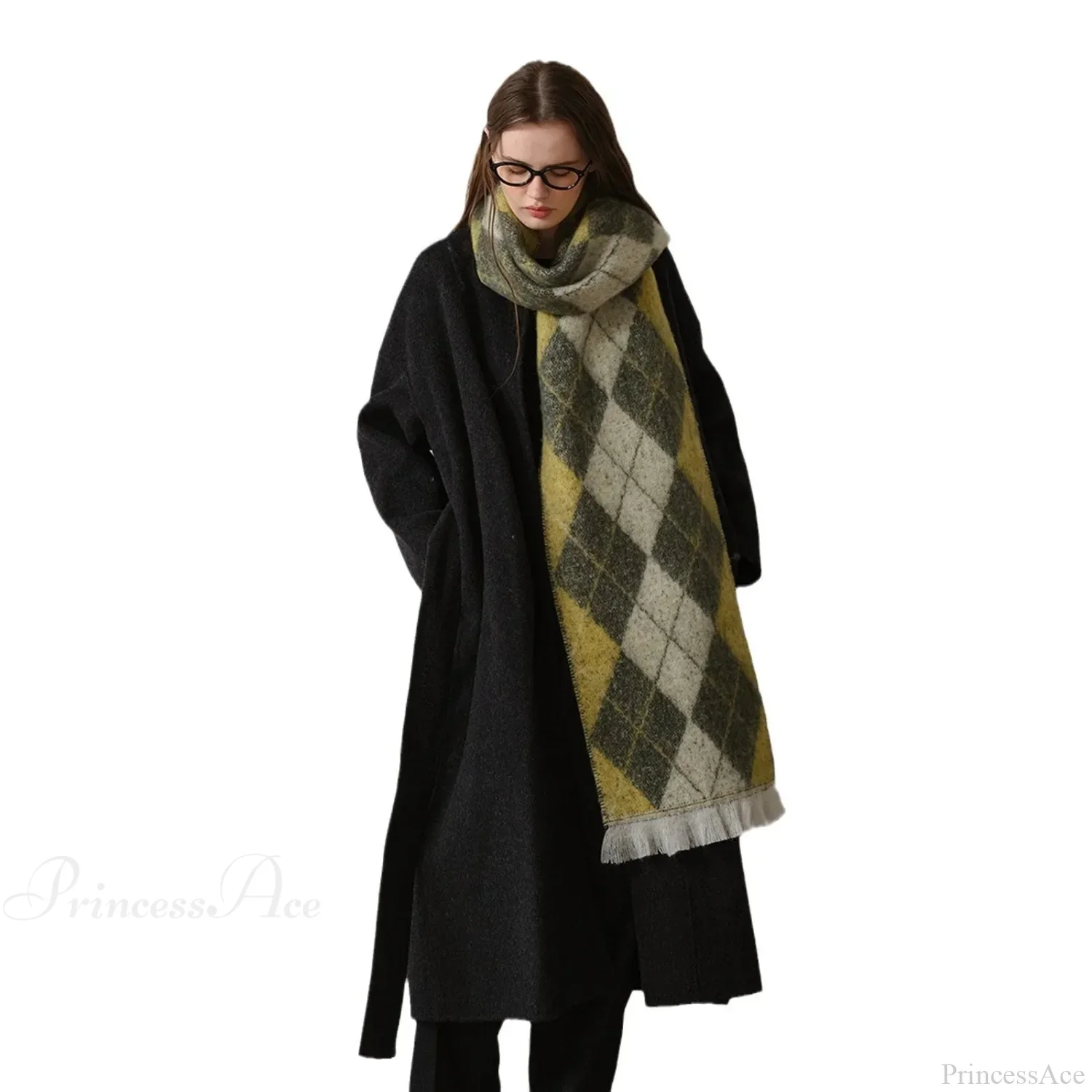 New Retro Argyle Jacquard Plaid Warm Neck Scarf for Autumn Winter 2024 - Image 6