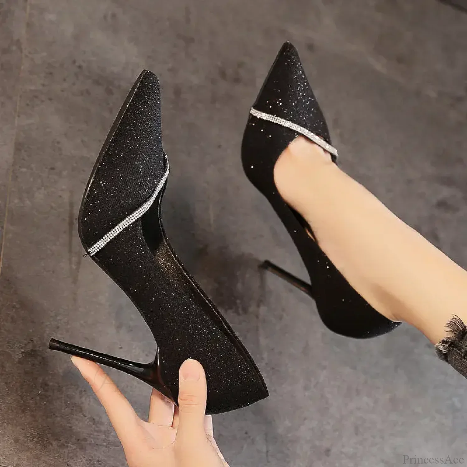New Rhinestone Pointy HeelsFashion Stiletto Bridesmaid Shoes High Heel