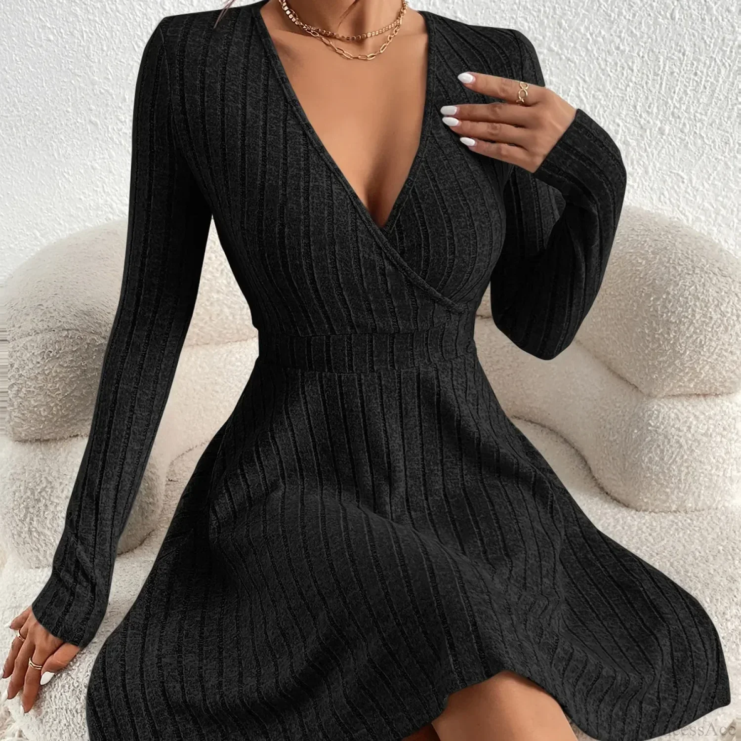 New Slim Sexy Sheath Dress Waist Slimming Short Little Black Dress - Image 6