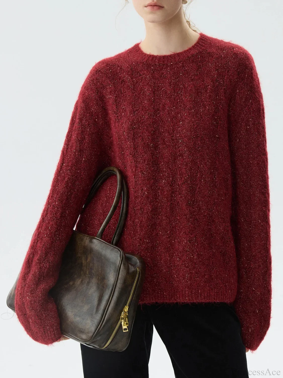 New Year's Red Round Neck Loose Sweater - Image 2