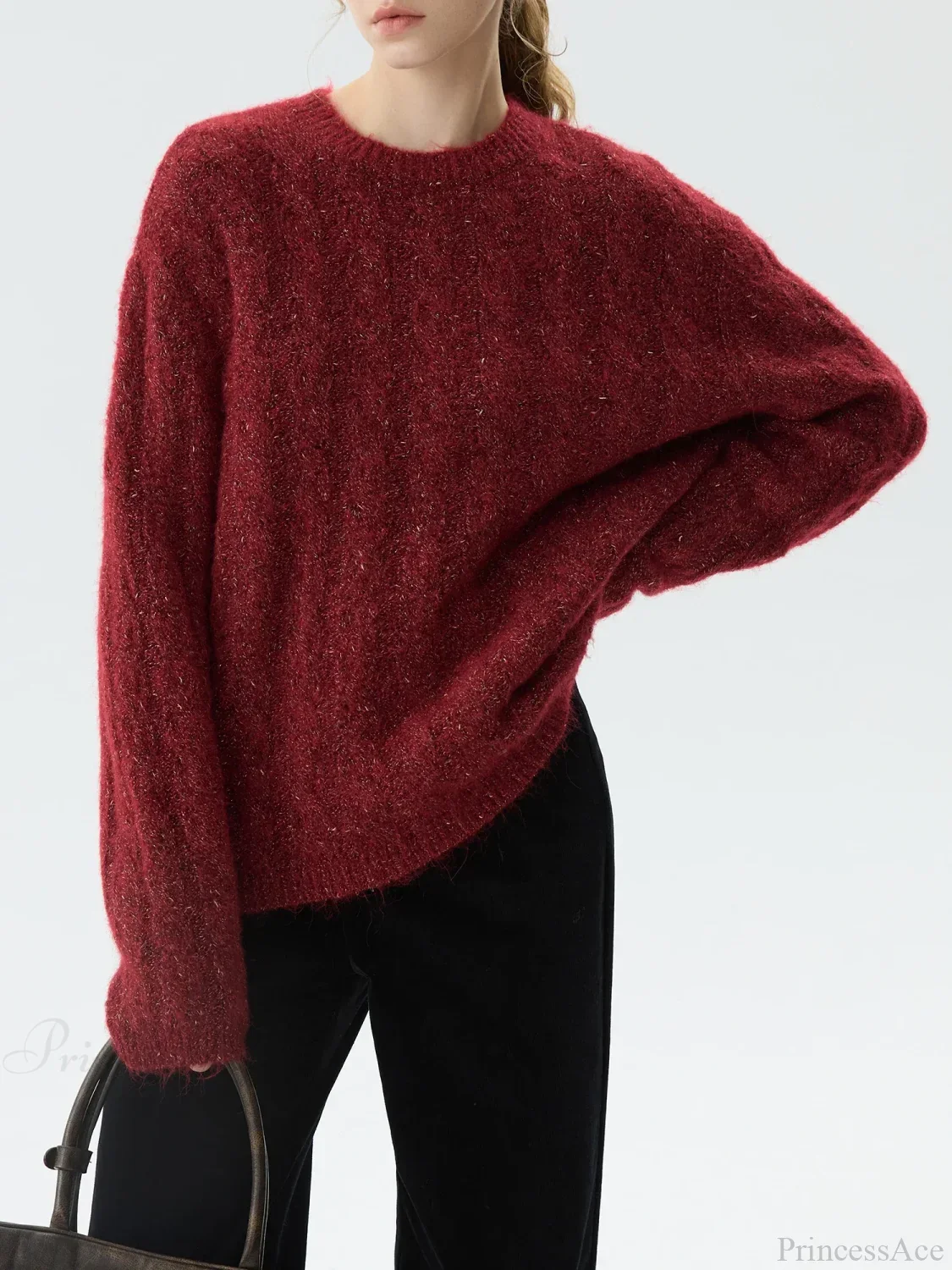 New Year's Red Round Neck Loose Sweater - Image 3