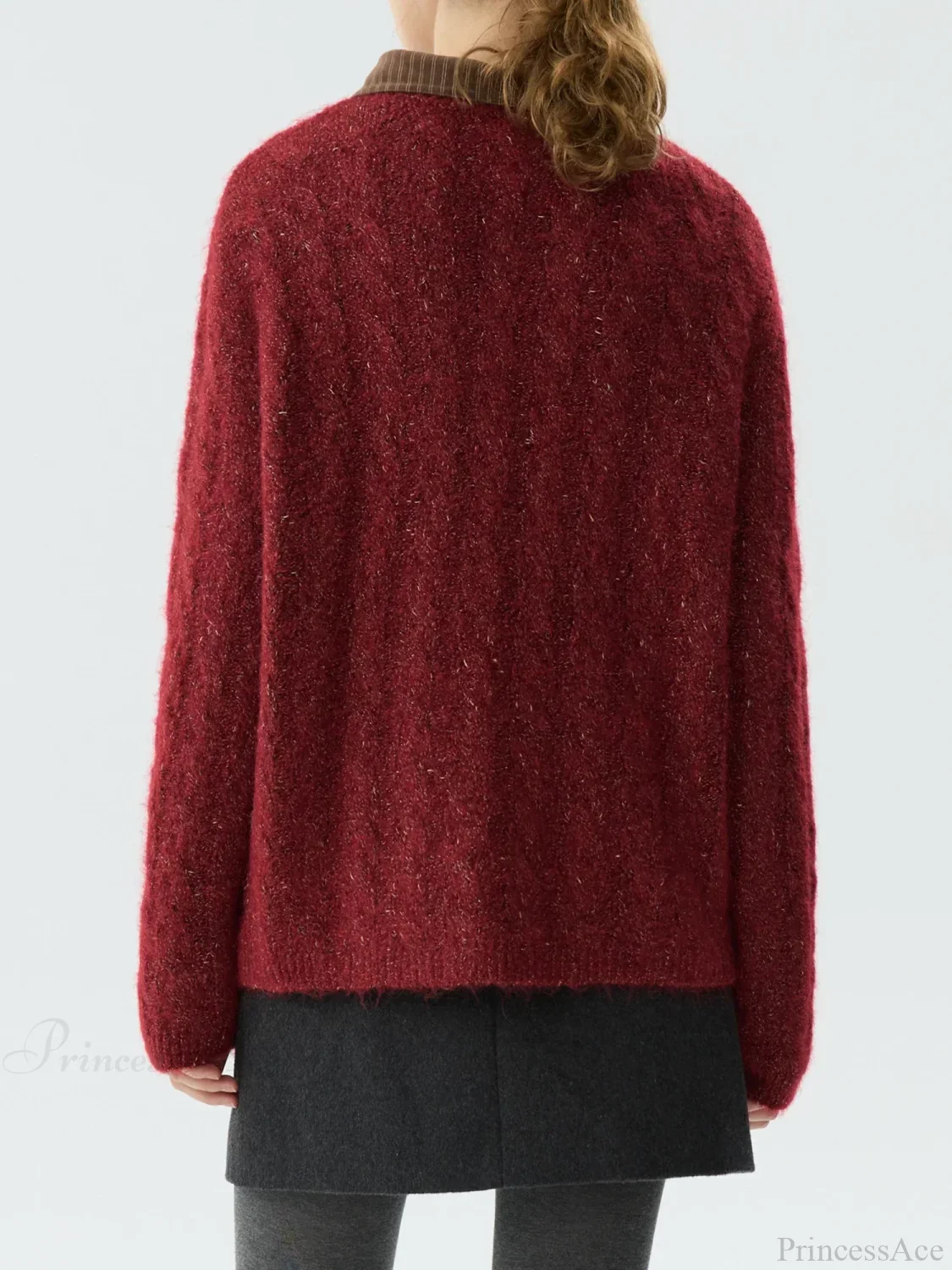New Year's Red Round Neck Loose Sweater - Image 4