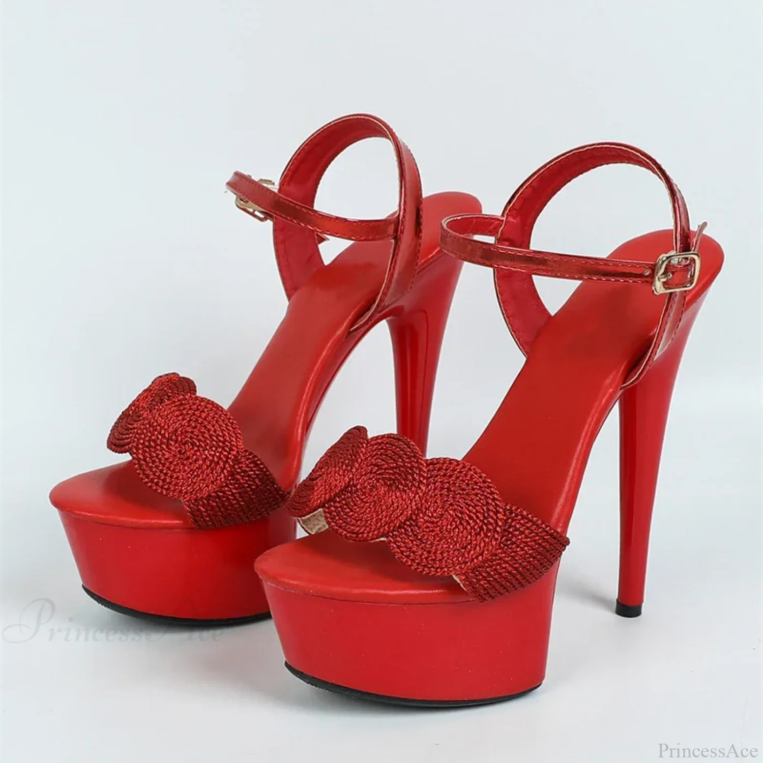 NewFashion Buckle-Strap Red High-Heels Platform Sandals Wedding Prom Open-Toe Stiletto Women High Heel - Image 9