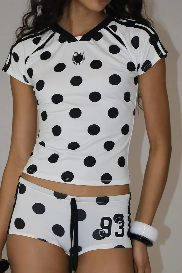 Number Print Fitted Tee Two Pieces Set - Image 2