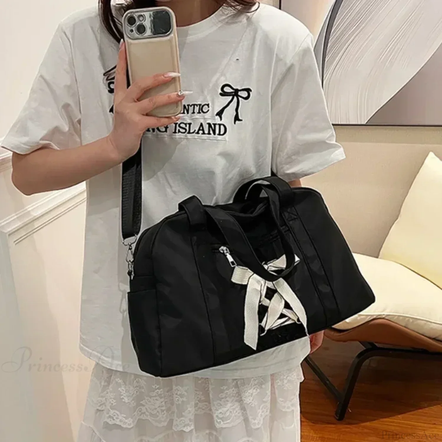 Nylon Sewing Thread Crossbody Shoulder Bag - Image 3