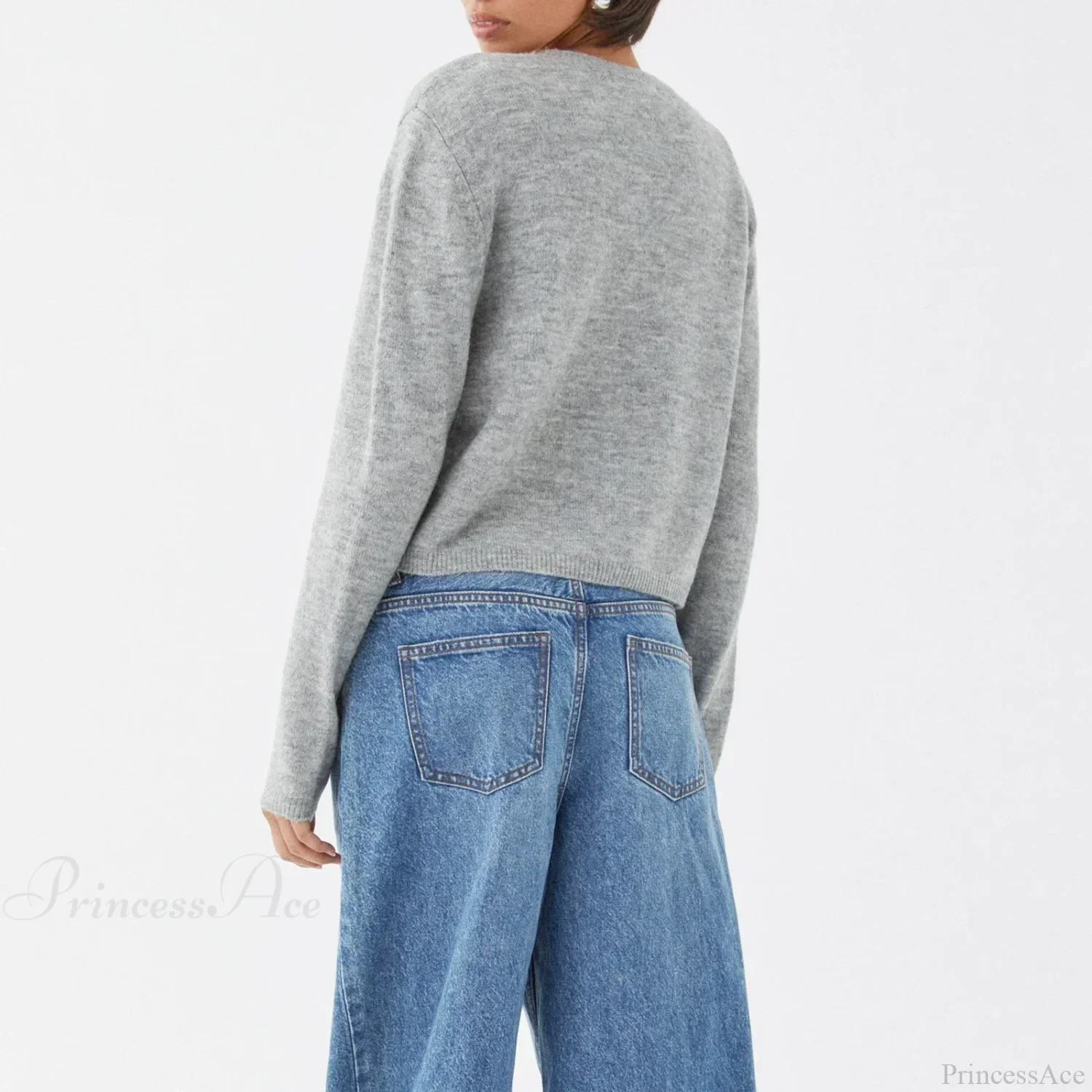 O-neck Cropped Button Knitted Cardigan - Image 5