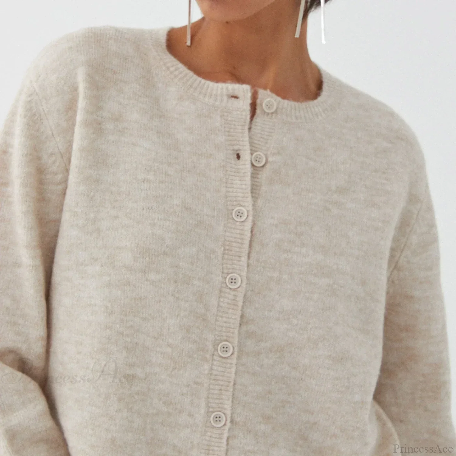 O-neck Cropped Button Knitted Cardigan - Image 6