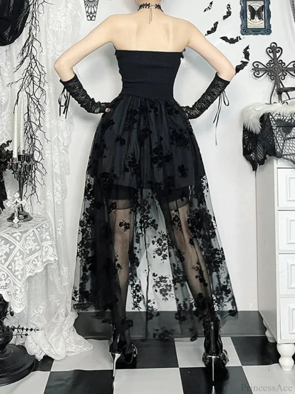 Obscure Blooms Net Bodice Midi Dress - Image 5