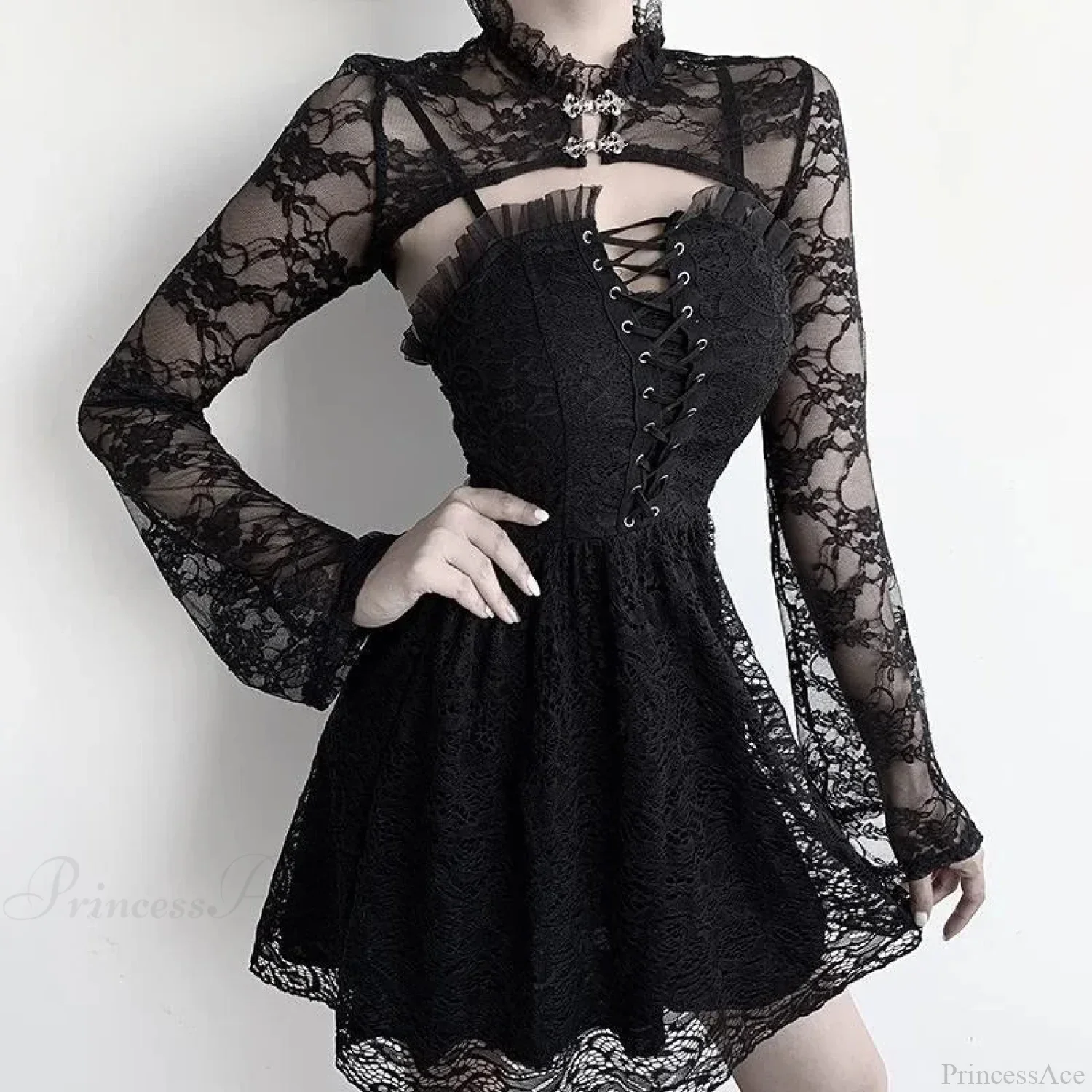 Obscure Gothic Lace Mesh Blouse - Image 2