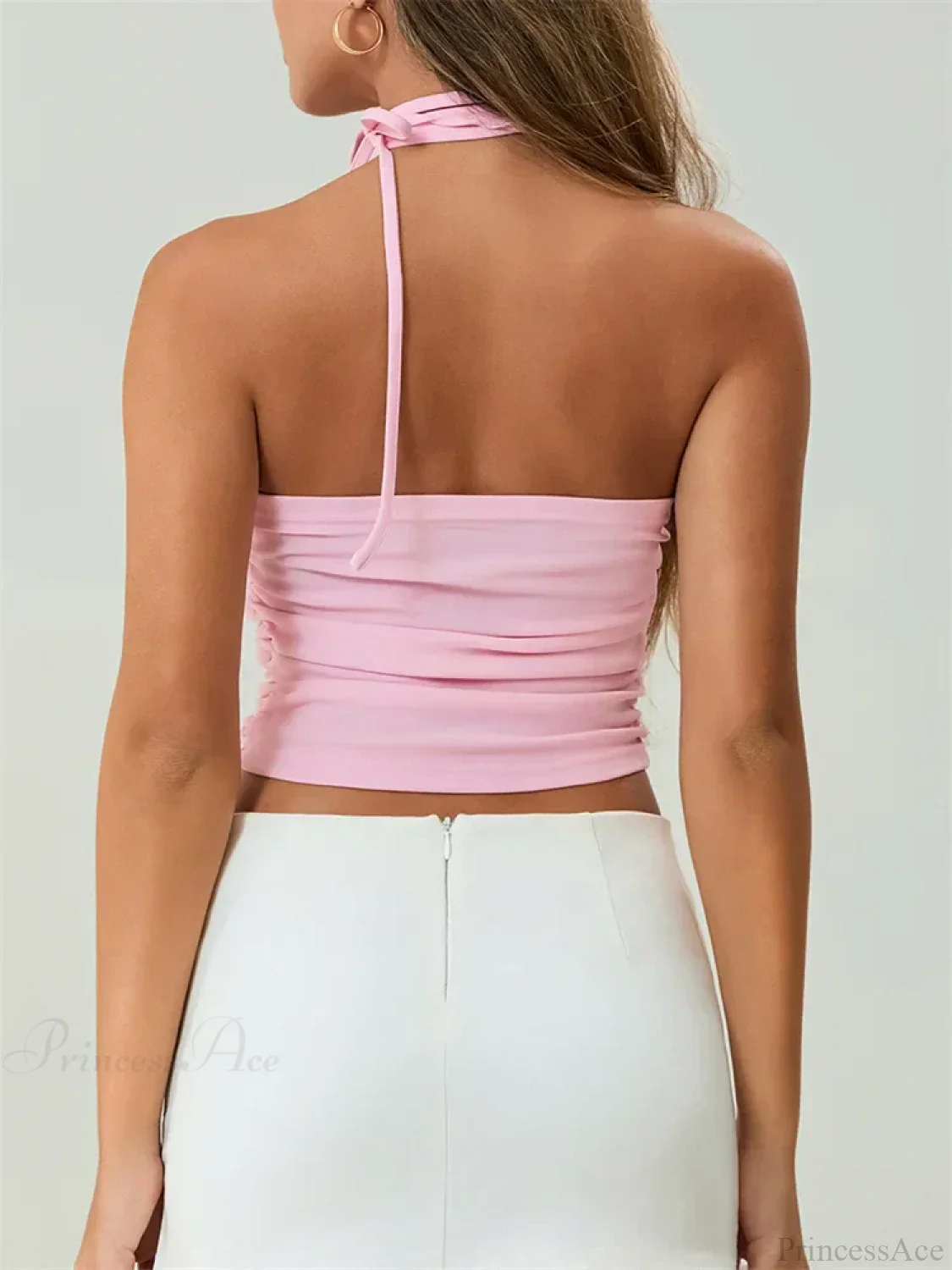 Off Shoulder 3D Flower Ruched Tube Crop Top - Image 4