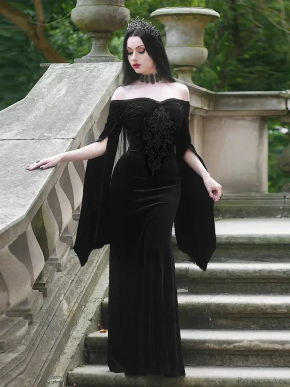 Off Shoulder Flare Sleeve Maxi Dress - Image 2