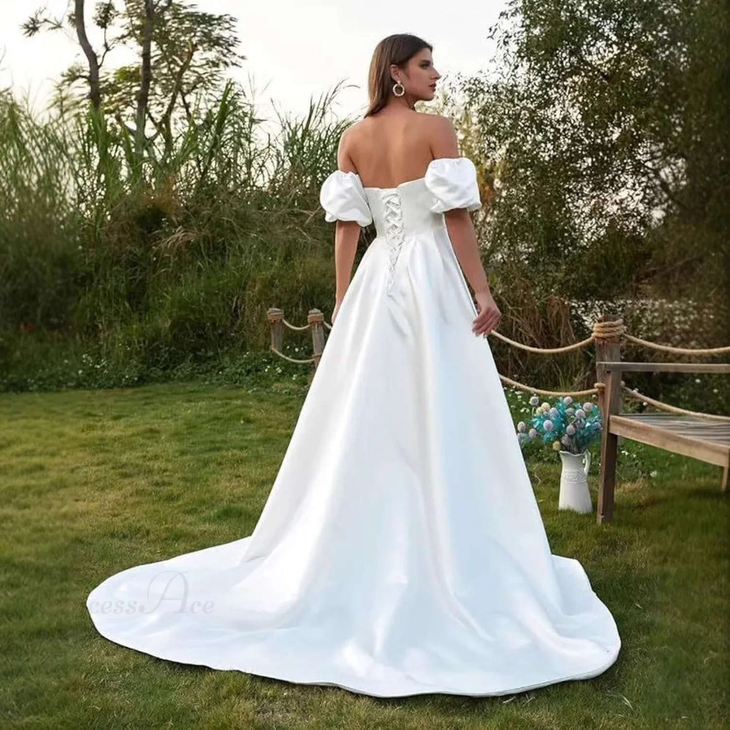Off-Shoulder Long Wedding Dress - Image 3