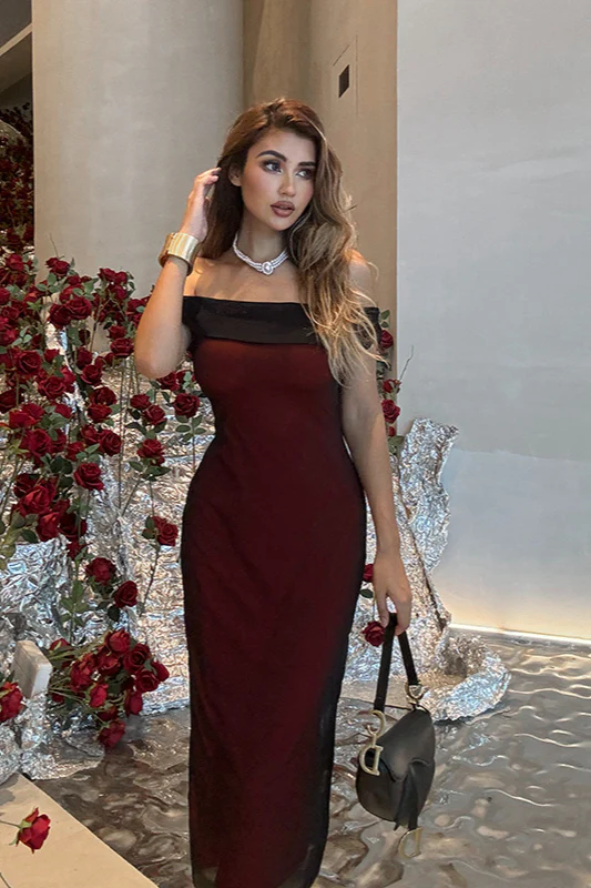 Off-Shoulder Mesh Colorblock Bodycon Party Dress - Image 2