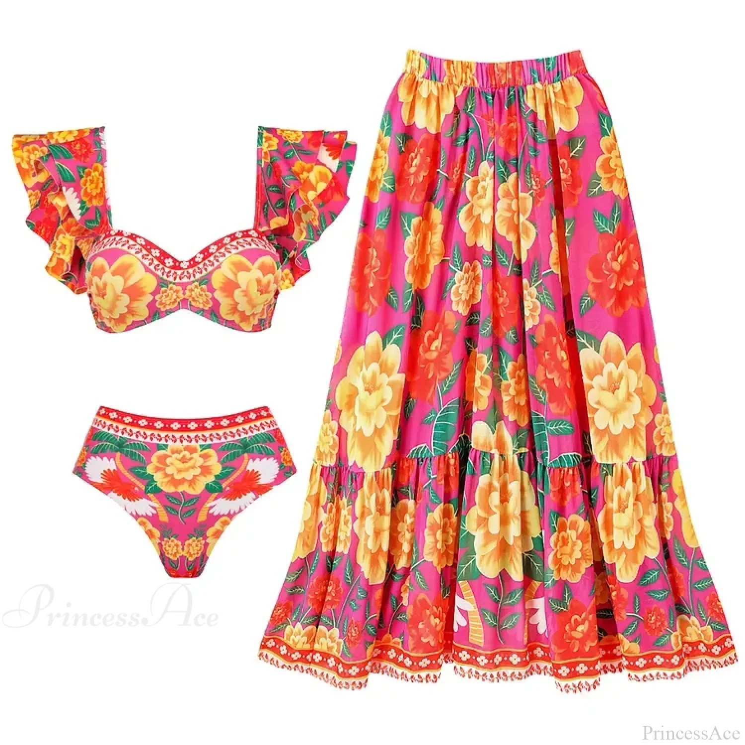 Off Shoulder Print Sarong Two Piece Set - Image 10