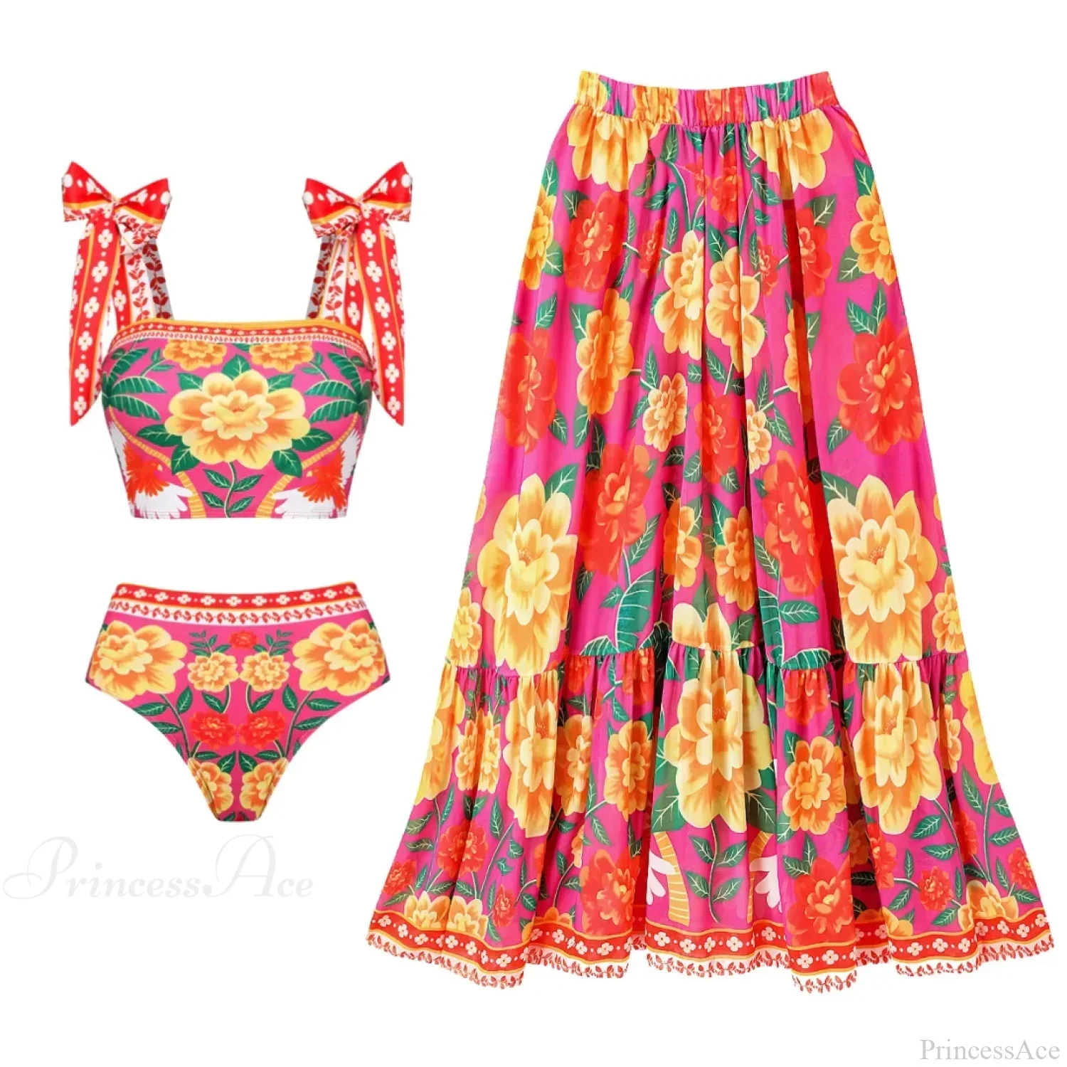 Off Shoulder Print Sarong Two Piece Set - Image 11
