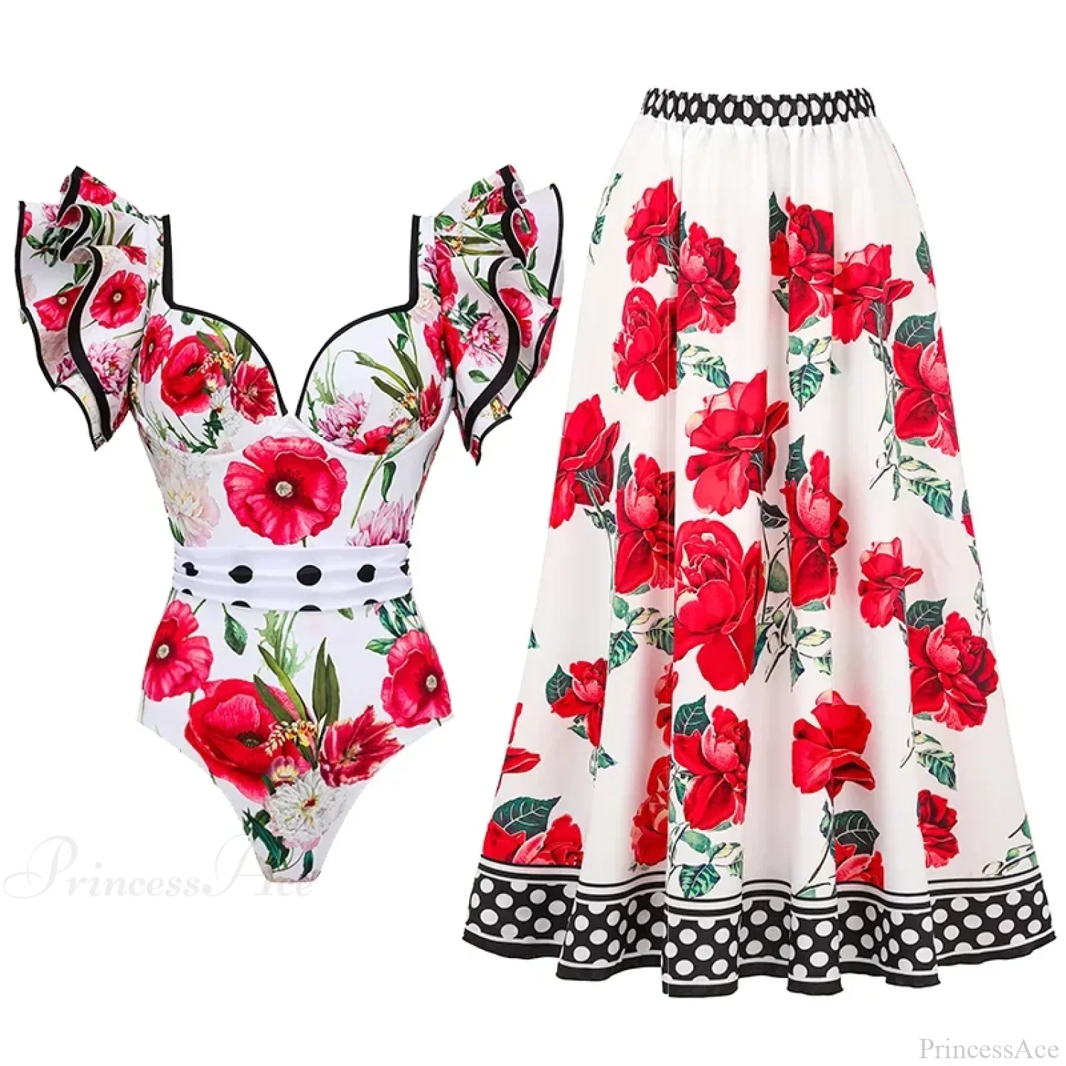 Off Shoulder Print Sarong Two Piece Set - Image 12