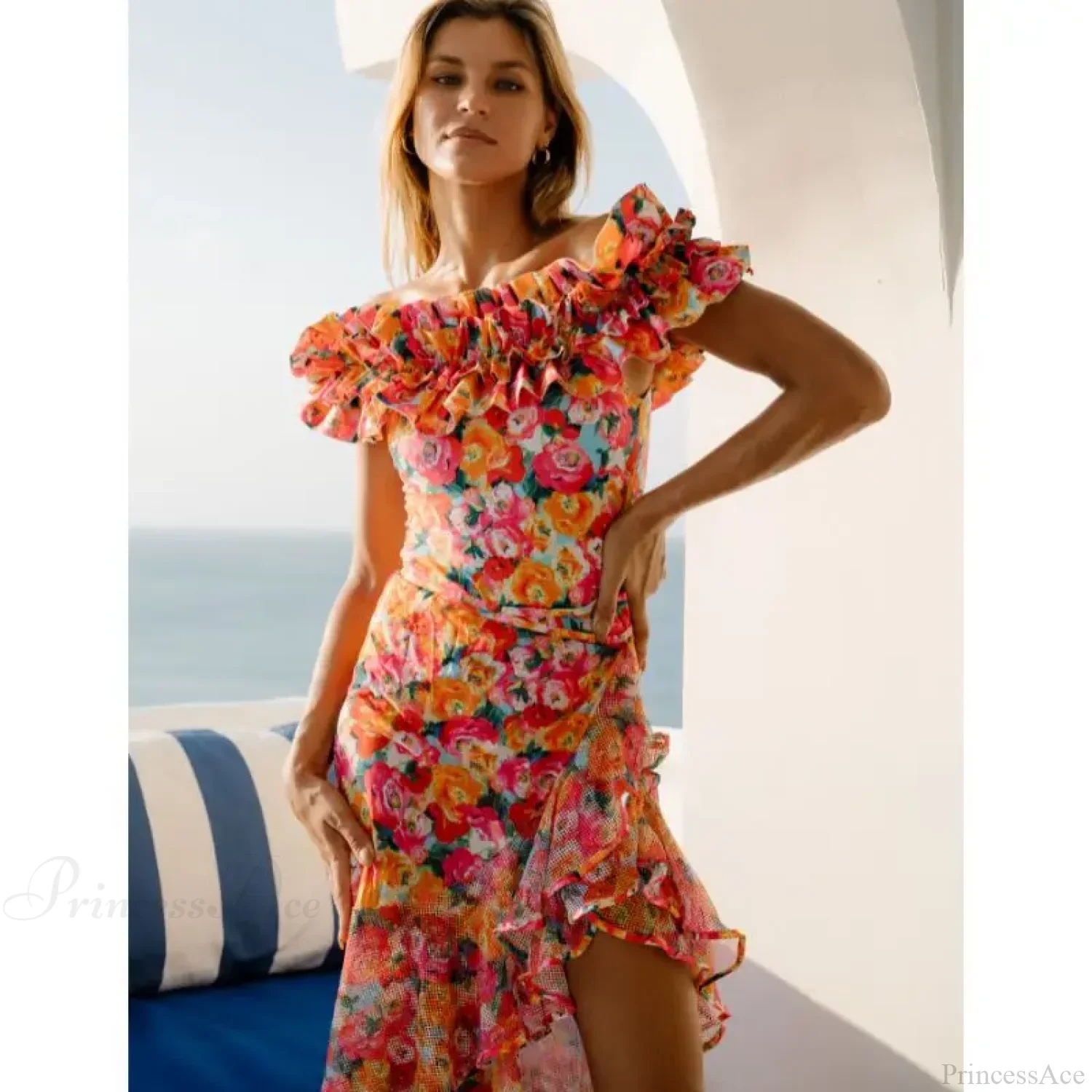 Off Shoulder Print Sarong Two Piece Set - Image 2