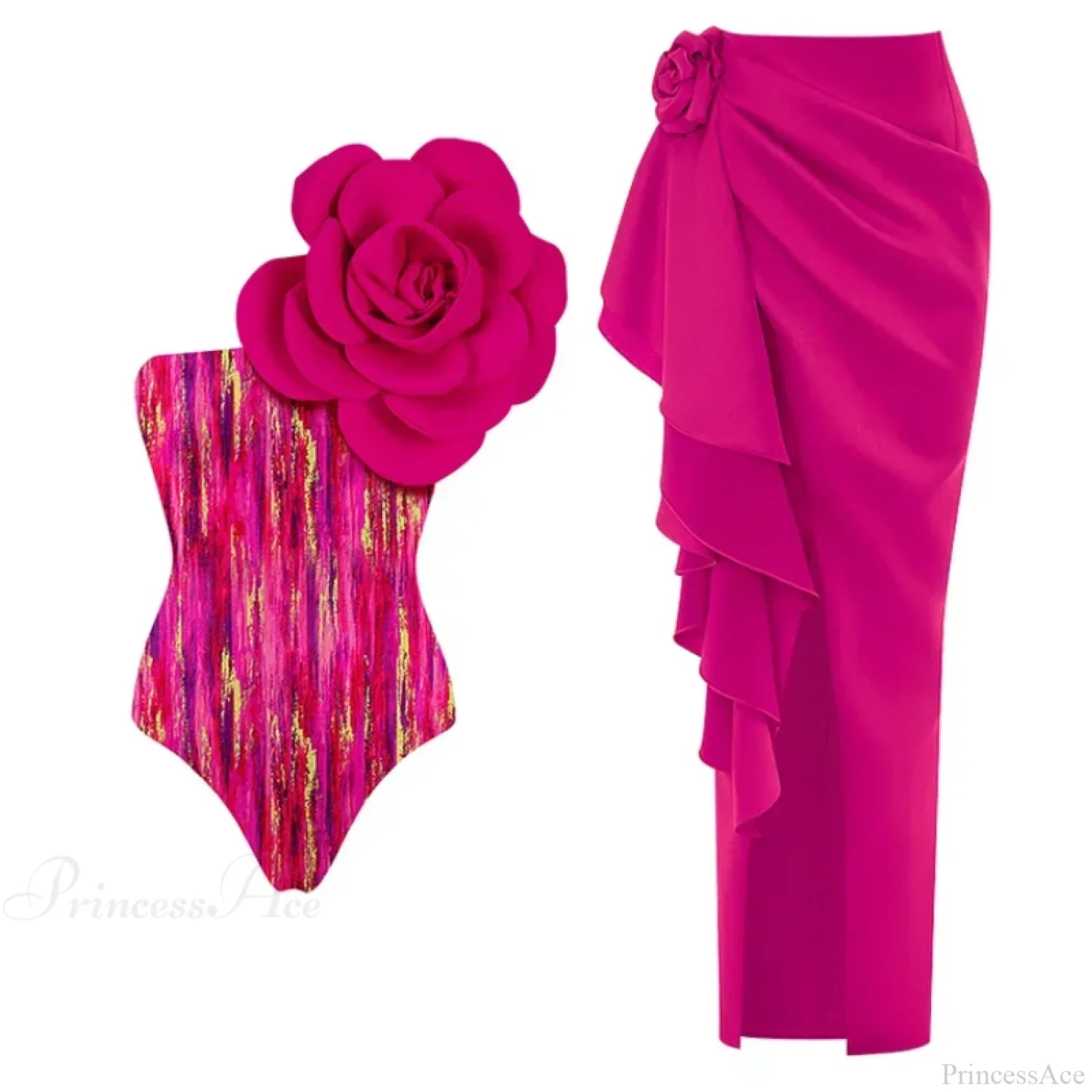 Off Shoulder Print Sarong Two Piece Set - Image 3