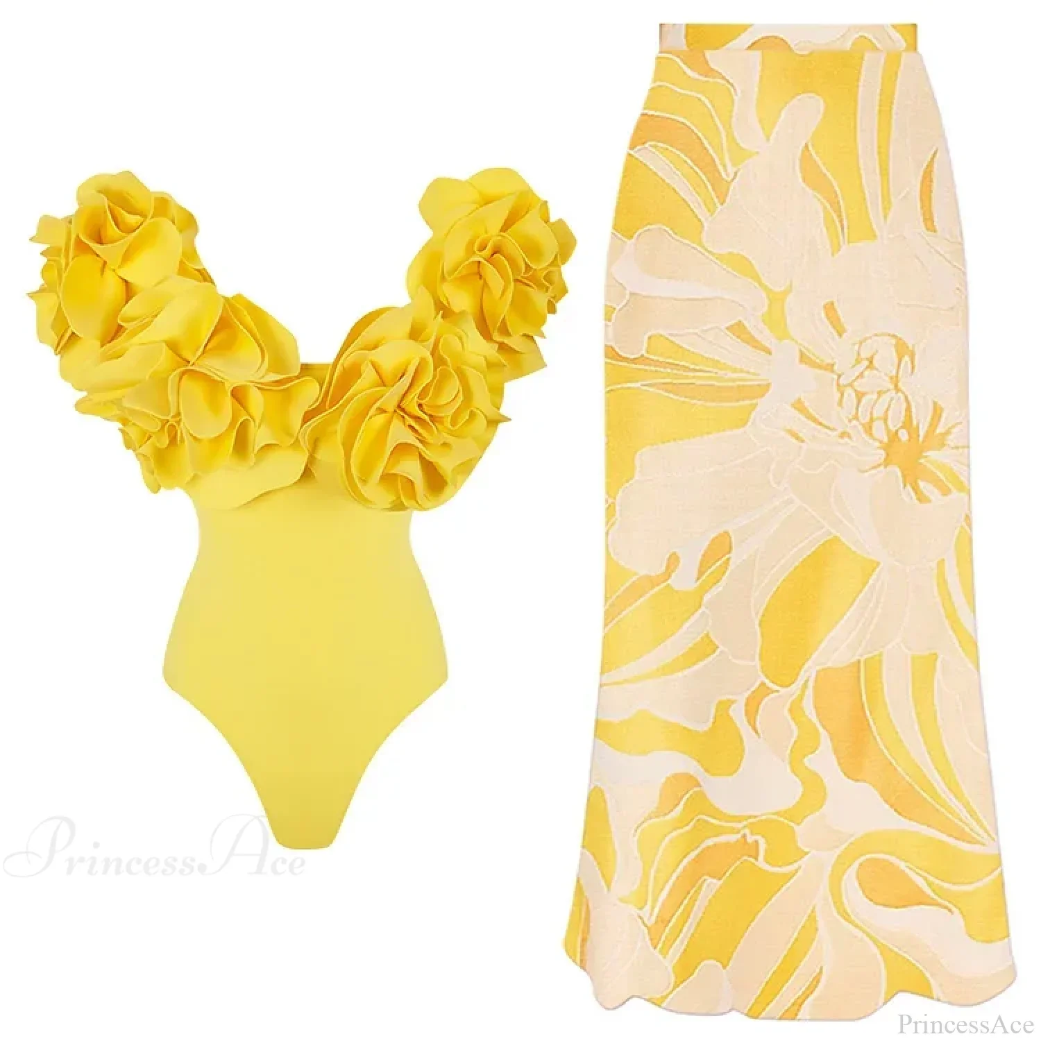 Off Shoulder Print Sarong Two Piece Set - Image 8