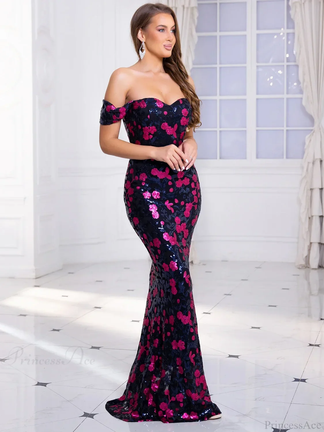 Off-Shoulder Sequin Party Dress - Image 7