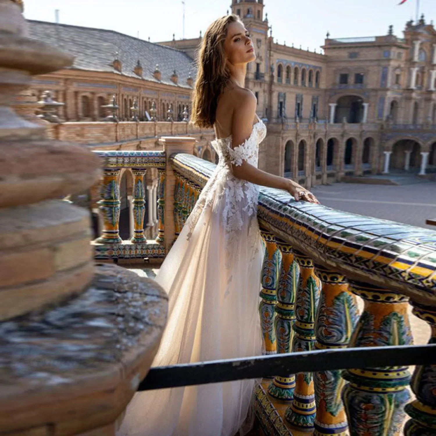 Off-Shoulder Sheer A-Line Wedding Dress - Image 2
