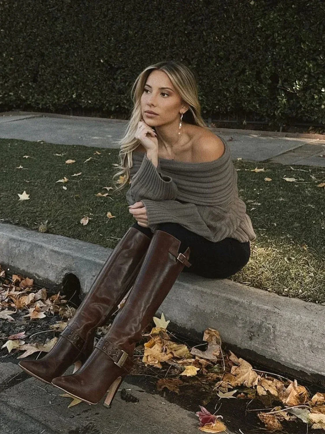 Off Shoulder Striped Long Sleeve Sweater - Image 4