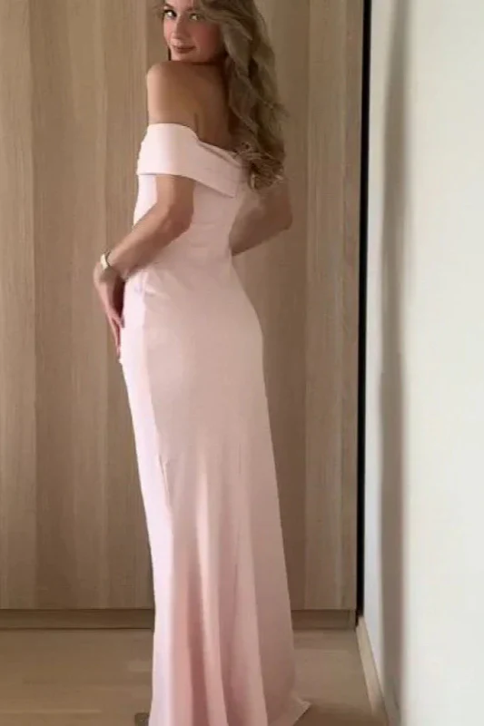 Off-Shoulder Waist Cinching Split Evening Party Dress - Image 2