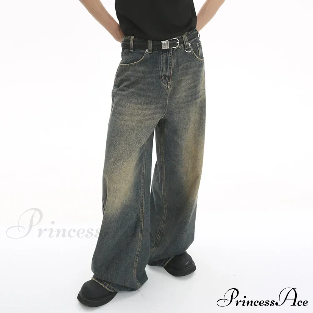 Old Male Pants Summer Blue Washed Denim Casual Menwear Wide Leg Trousers 2024 New Fashion Jeans - Image 3