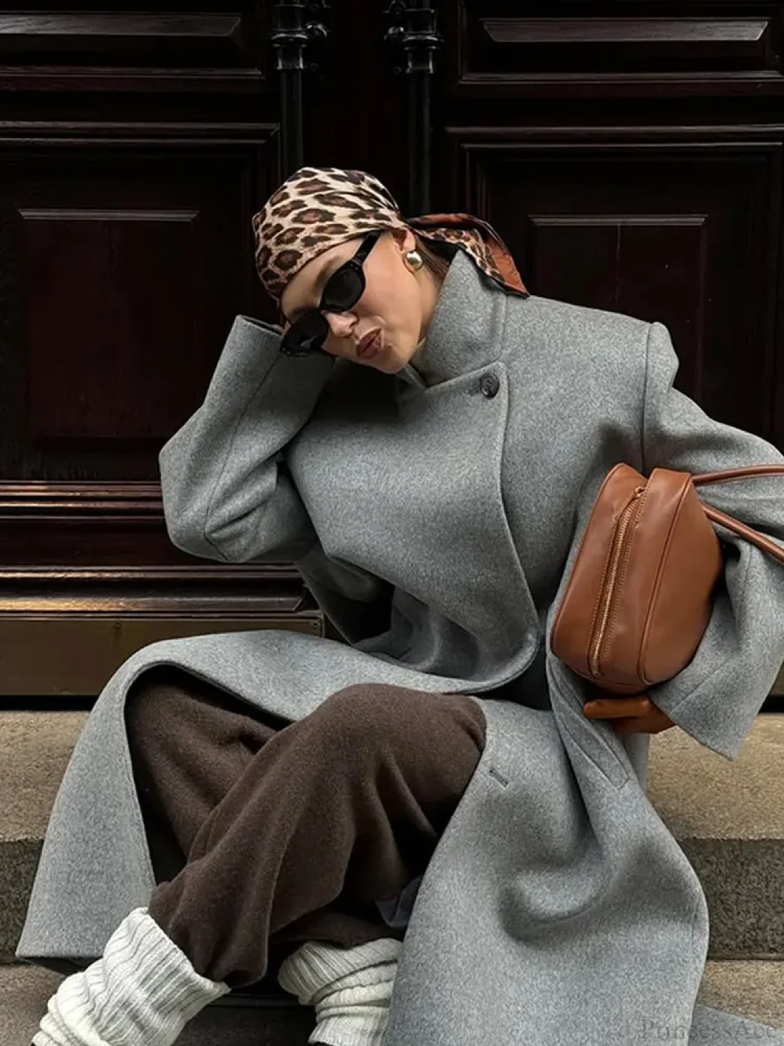 One Button Woolen Long Coat - Image 2