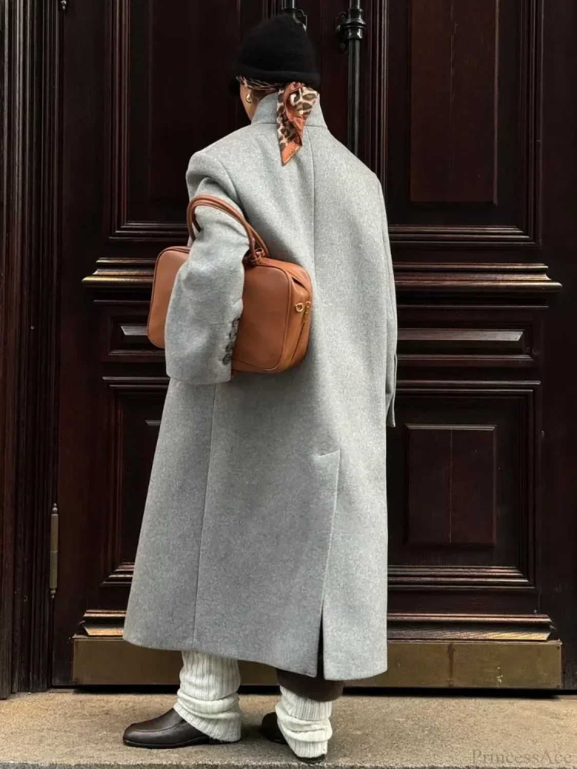 One Button Woolen Long Coat - Image 5