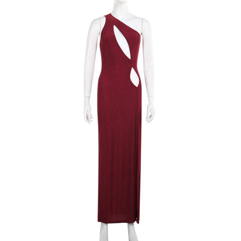 One-Shoulder Cutout Split Bodycon Party Dress - Image 17