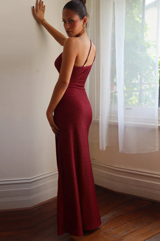 One-Shoulder Cutout Split Bodycon Party Dress - Image 7