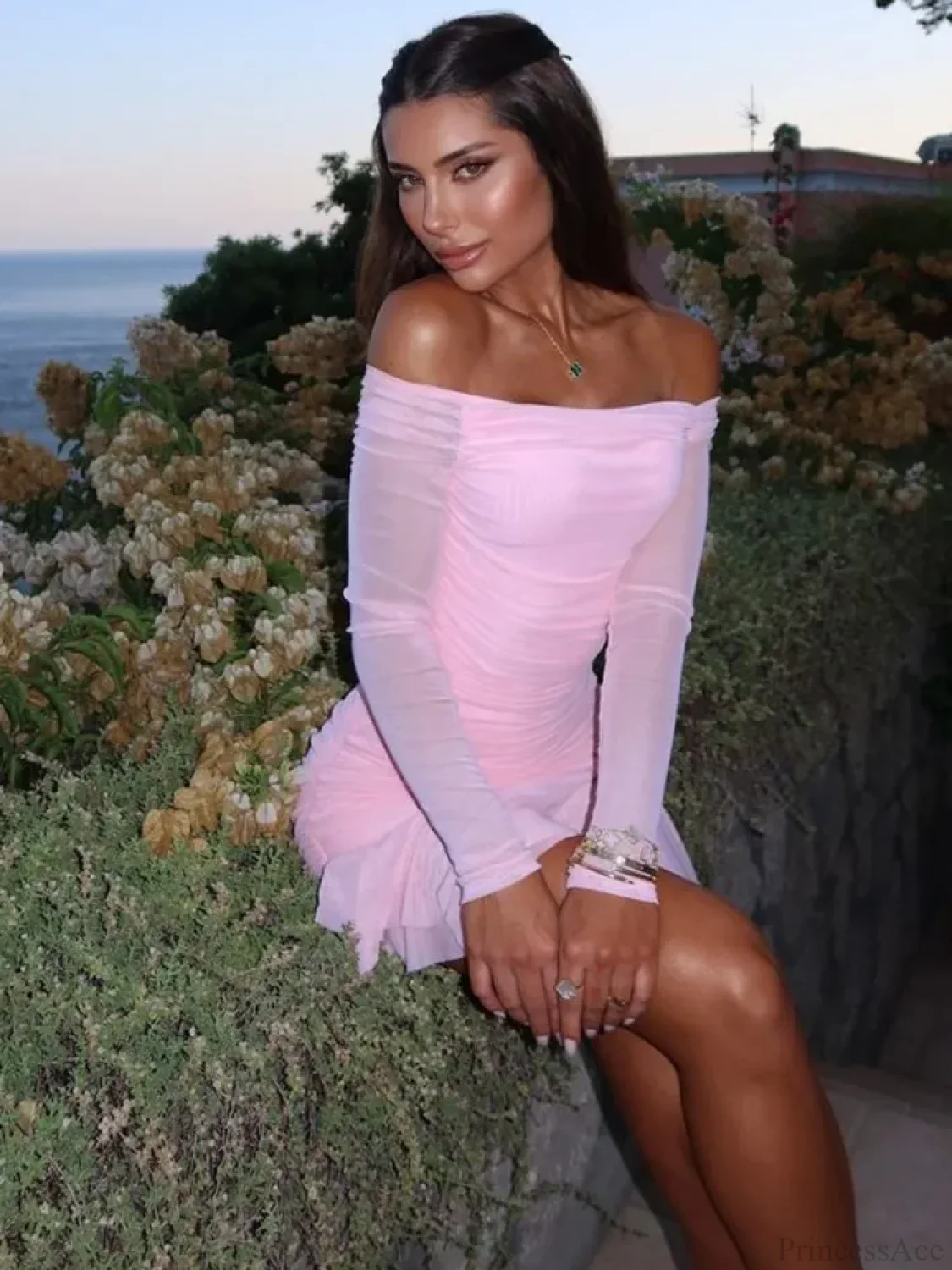 One-Shoulder Double Layer Mini Dress - Image 3